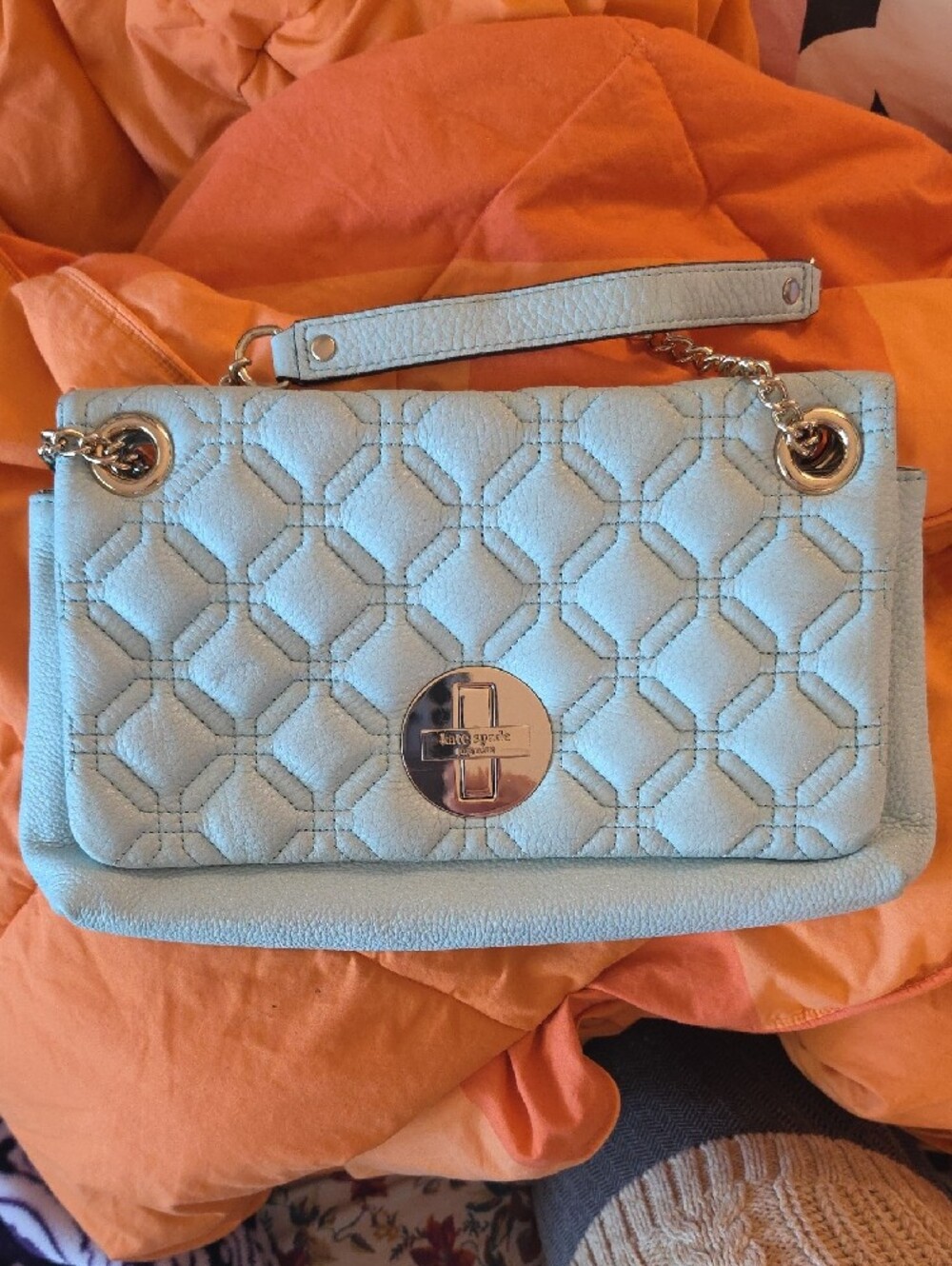 kate spade Quilted Pale Blue Shoulder Bag with Gold Hardware - Picture 10 of 13